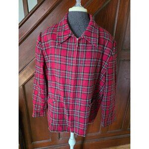 Sag Harbor Womens Red Plaid Jacket Size 2XW Wool Blend